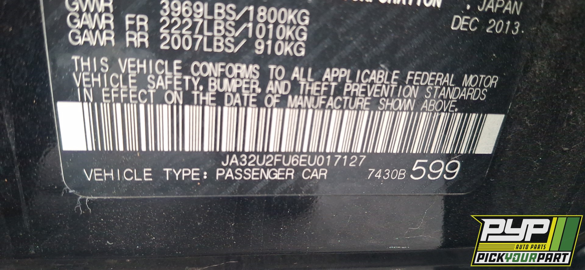 2014 MITSUBISHI LANCER available for parts